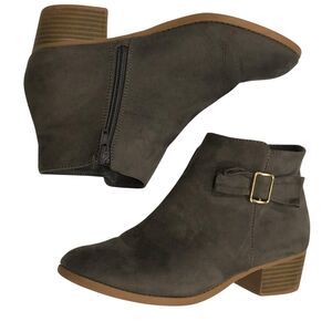 Girl's Ankle Boots Size 5 Gray Zip Up Fashion Bow Children’s Place Low Heel